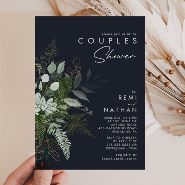 Invitation La verdure et la feuille d'or | Douche Couples de  (Créateur téléchargé)