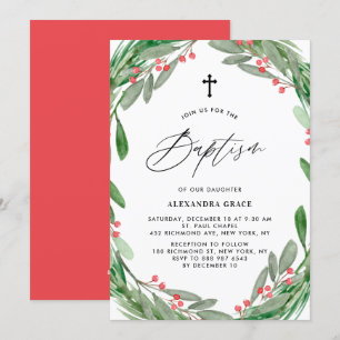Invitation La verdure et le baptême hivernal de Wreath Holly