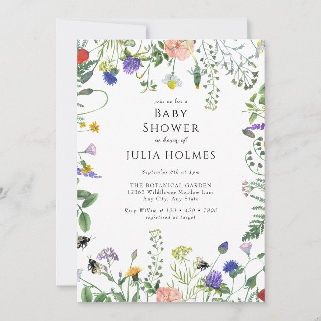 Invitation La verdure fleur sauvage | Flore des abeilles | BA (Devant)