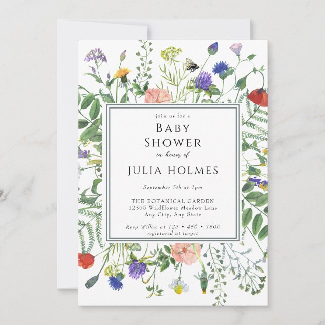 Invitation La verdure fleur sauvage | Flore des abeilles | BA (Devant)