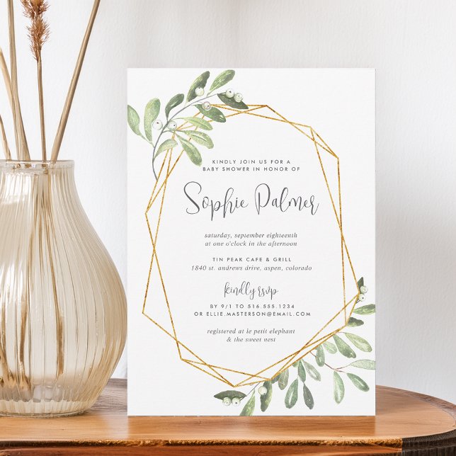 Invitation La verdure naturelle | Baby shower aquarelle (Créateur téléchargé)