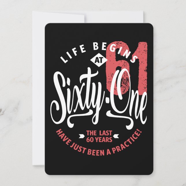 Invitation La vie commence à 61 ans | 61e anniversaire (Devant)