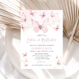 Invitation La Vie des Papillons Rose Or Shower de Mariée