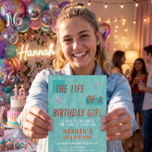Invitation La Vie d'une Fille d'Anniversaire Fête de Showgirl