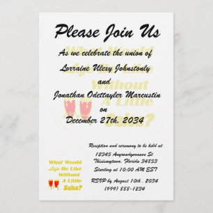 Invitation la vie est comme sans salsa jaune texte rouge cong