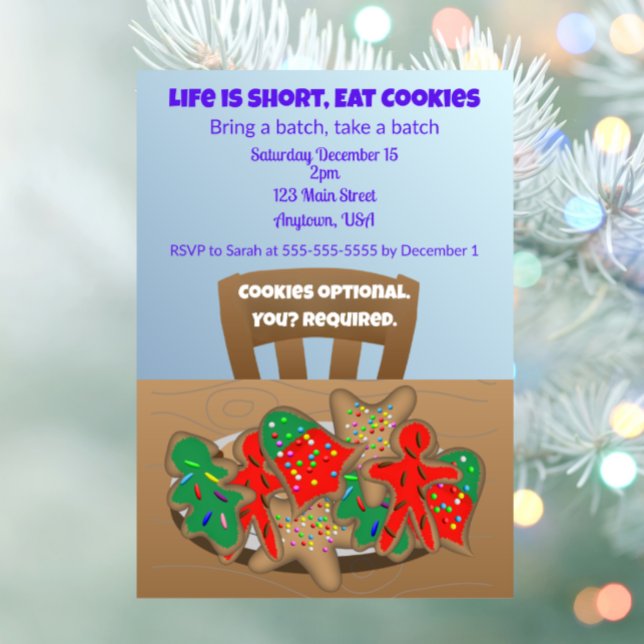 Invitation La vie est courte, mangeons des cookies (Créateur téléchargé)