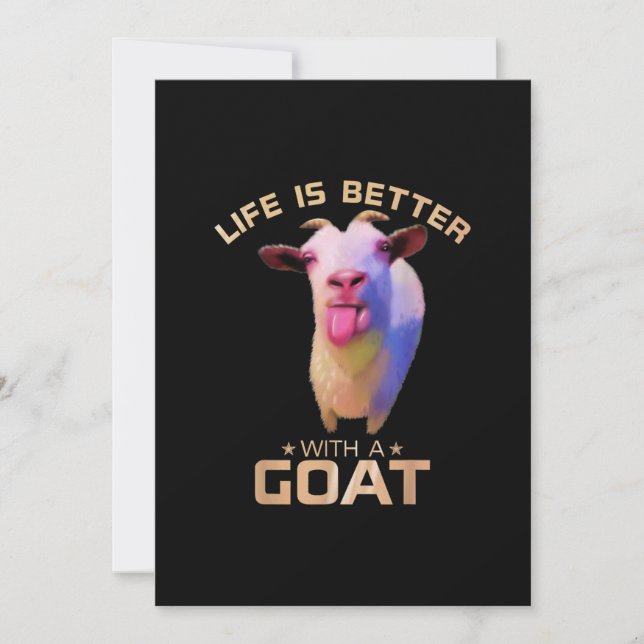 Invitation La Vie Est Meilleure Avec Un Cadeau De Chèvre (Devant)
