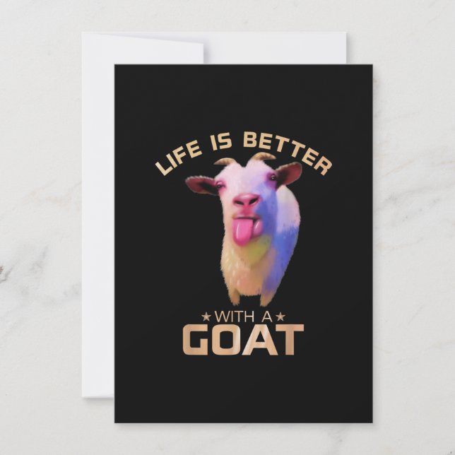 Invitation La vie est meilleure avec un cadeau de chèvre (Devant)