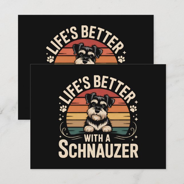Invitation La vie est meilleure avec un Schnauzer (Devant / Derrière)