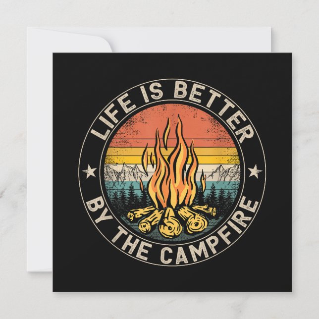 Invitation La vie est meilleure par Camping Feu de Campagne (Devant)