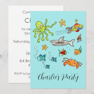 Invitation La vie marine personnalisée sous la mer
