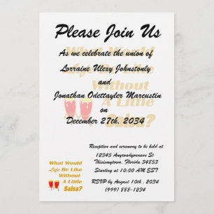 Invitation la vie sans salsa orange texte rouge congas