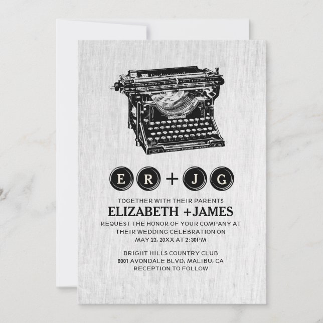 Invitation La vieille machine à écrire verrouille des (Devant)