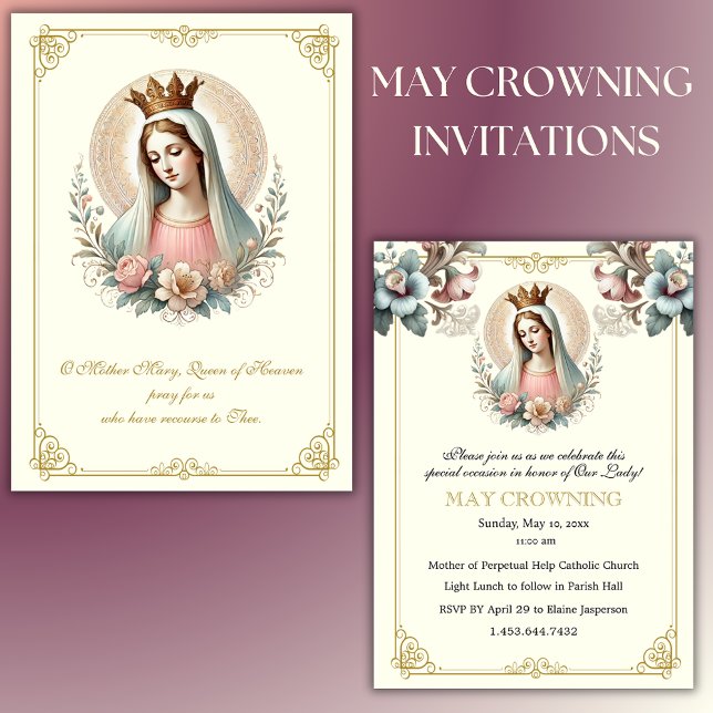 Invitation La Vierge Catholique Marie Peut Couronner L'Événem (Créateur téléchargé)