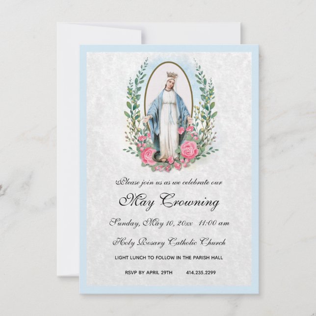 Invitation La Vierge Catholique Marie Peut Couronner L'Événem (Devant)