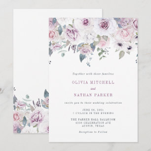 Invitation La violette rougissent mariage floral de  
