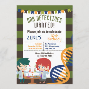 Invitation Laboratoire de sciences ADN fête d'anniversaire