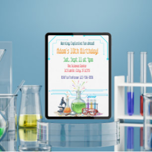 Invitation Laboratoire scientifique d'anniversaire explosif a