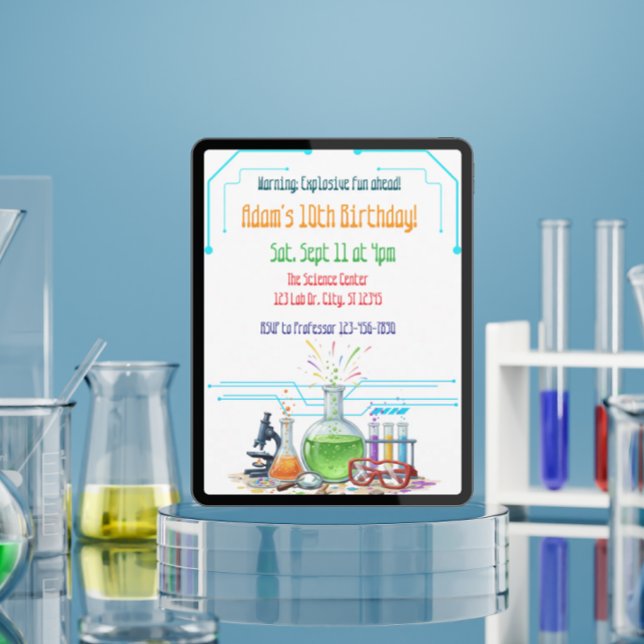 Invitation Laboratoire scientifique d'anniversaire explosif a (Créateur téléchargé)