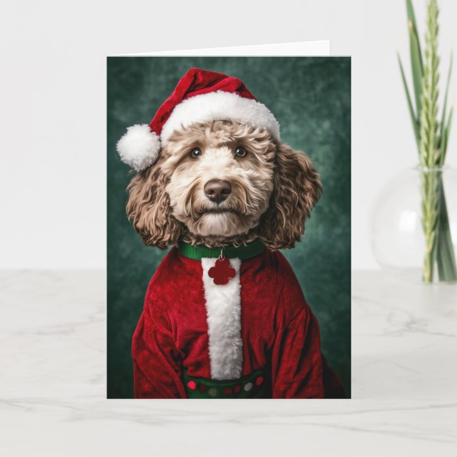 Invitation Labradoodle en fête de Noël (Devant)