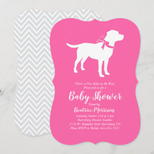 Invitation Labrador Baby shower chien Lab Fille rose