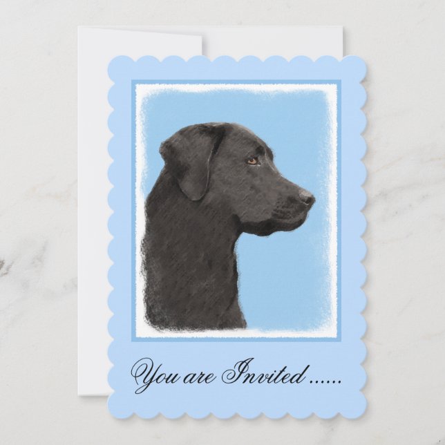 Invitation Labrador Retriever Black Peinture Original Chien A (Devant)