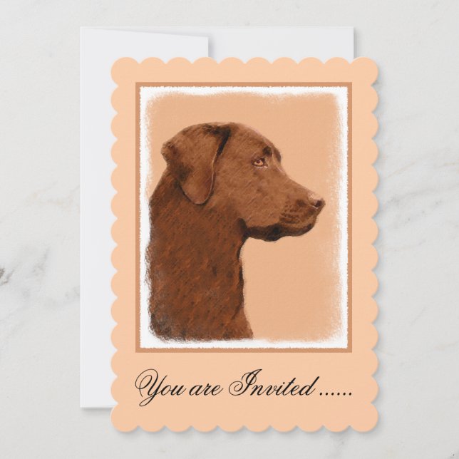 Invitation Labrador Retriever (Chocolat) Peinture - Chien Art (Devant)