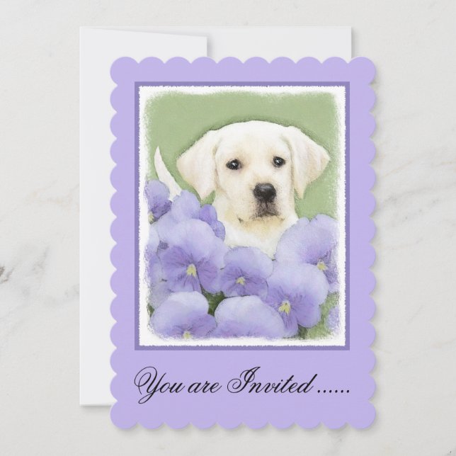 Invitation Labrador Retriever Puppy Painting Original Chien A (Devant)