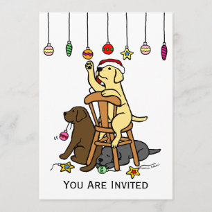 Invitation Labradors et bande dessinée d'ornements de Noël
