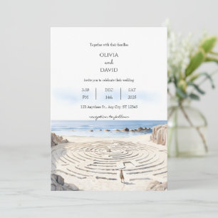 Invitation Labyrinthe Côté Plage au Bord de l'Océan pour un M