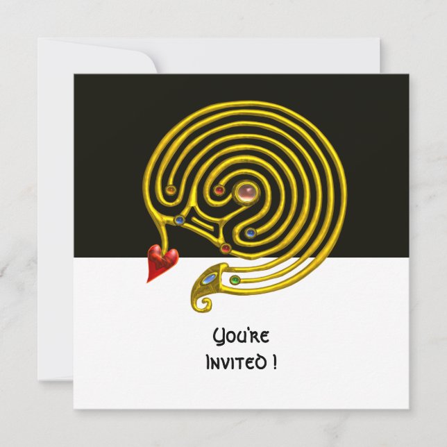Invitation LABYRINTHE HYPER , noir et blanc (Devant)