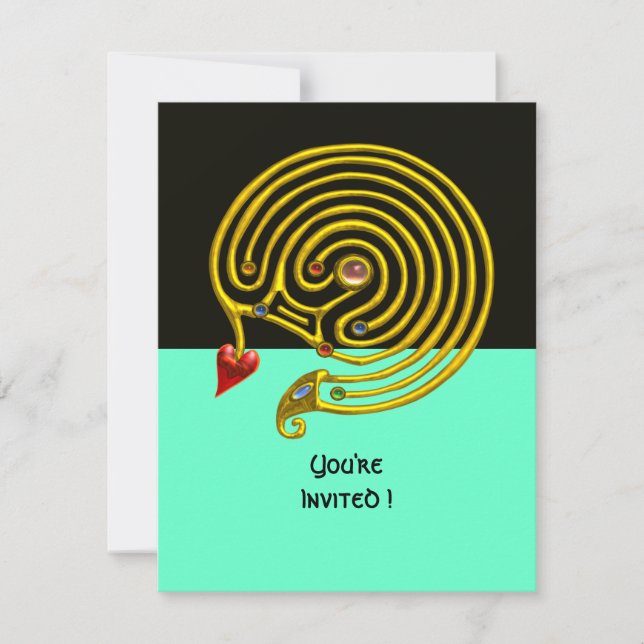 Invitation LABYRINTHE HYPER rsvp, noir et bleu (Devant)