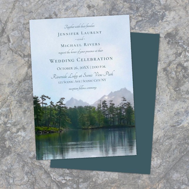 Invitation Lac dans les montagnes mariage rustique (Créateur téléchargé)