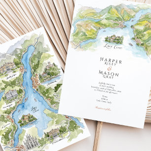 Invitation Lac de Côme Lago di Como Mariage