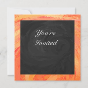 Invitation Lac Fire Orange et Monogramme noir
