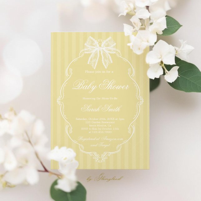Invitation Lace Butter Yellow Baby Shower (Créateur téléchargé)