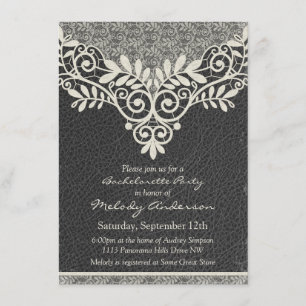 Invitation Lace Cuir Rustique Vintage ivoire Bachelorette