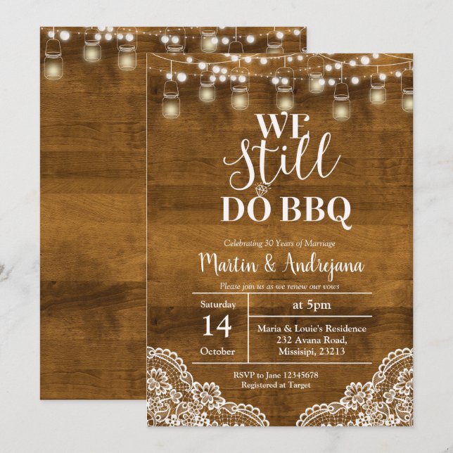 Invitation Lace Noces de Mariage Nous faisons toujours du BBQ (Devant / Derrière)