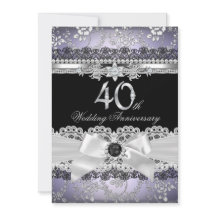 Lace Pearl Bow argent pourpre 40e anniversaire