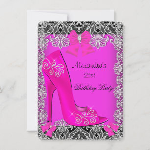 Invitation Lacet de chaussure rose chaud pour 21e anniversair