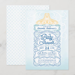 Invitation Lacy Baby Bottle Boy Douche