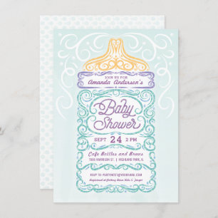 Invitation Lacy Baby Bottle Genre Neutre Douche