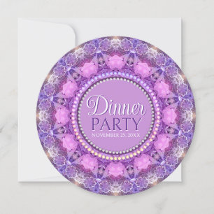 Invitation Lacy Pink Purple Jolie Dîner Dîner Dîner Dînant