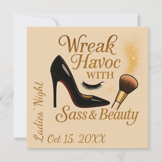Invitation Ladies' Night Sass Wreak Havoc Glam Party Invite (Devant)