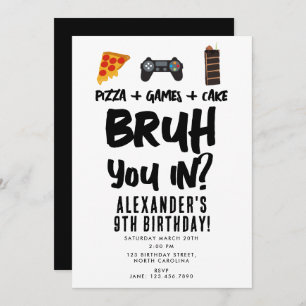 Invitation L'adolescent de Bruh Boy's Birthday Party Ado garç