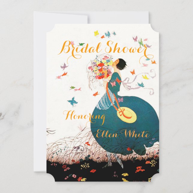 INVITATION LADY AVEC BOUQUET FLEURIER ET BOUTTERFLIES MONOGRA (Devant)