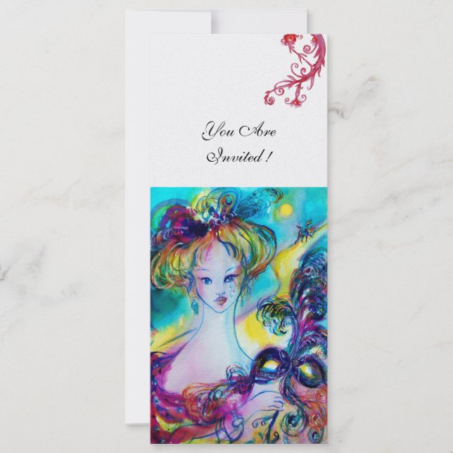 Invitation LADY AVEC MASK Venetian Masquerade Ball métal de g (Devant)