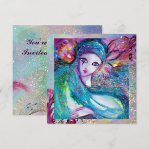 Invitation LADY BLUE MASK Élégante Soirée de Mascarade Véniti