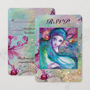 Invitation LADY BLUE MASK Mariage vénitien fête mascarade