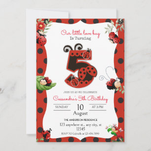 Invitation Lady Bug 5e fête d'anniversaire